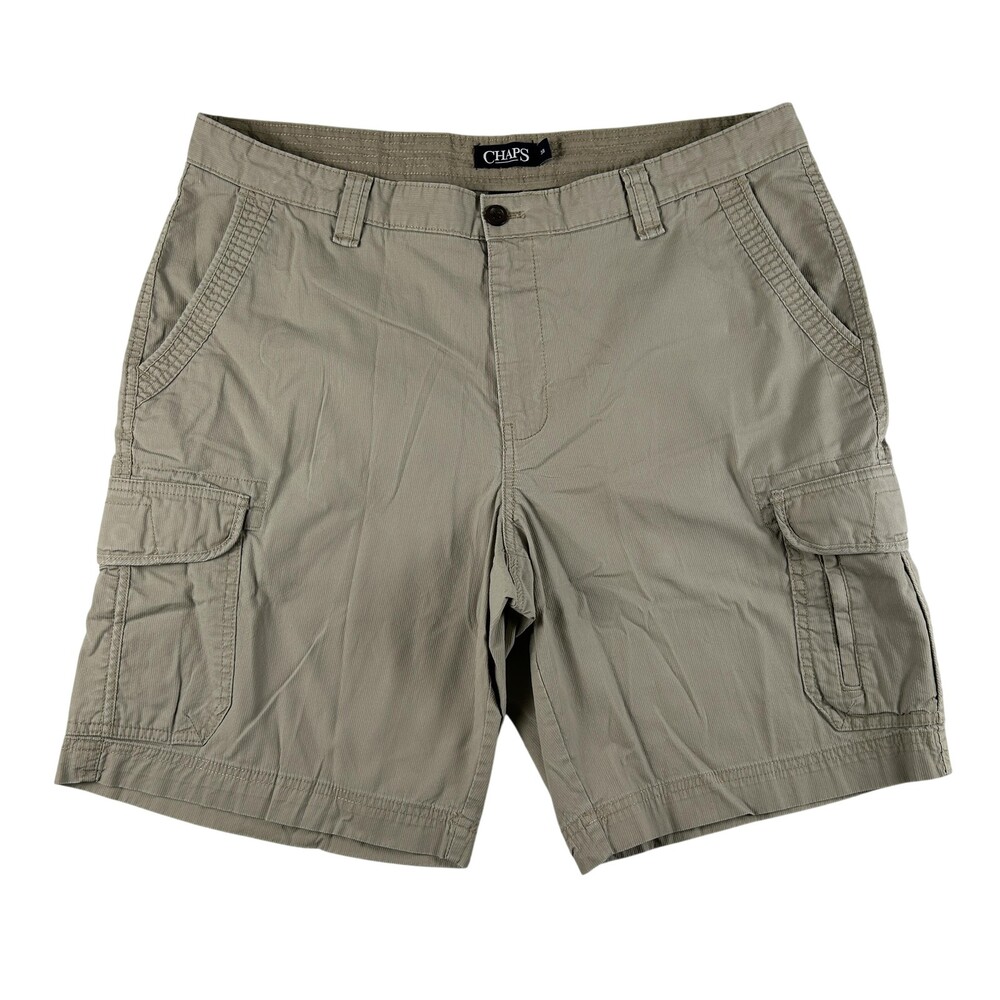 Chaps Cargo Shorts Mens 38 Beige Cotton Utility Pockets 10 Inseam Casual Summer